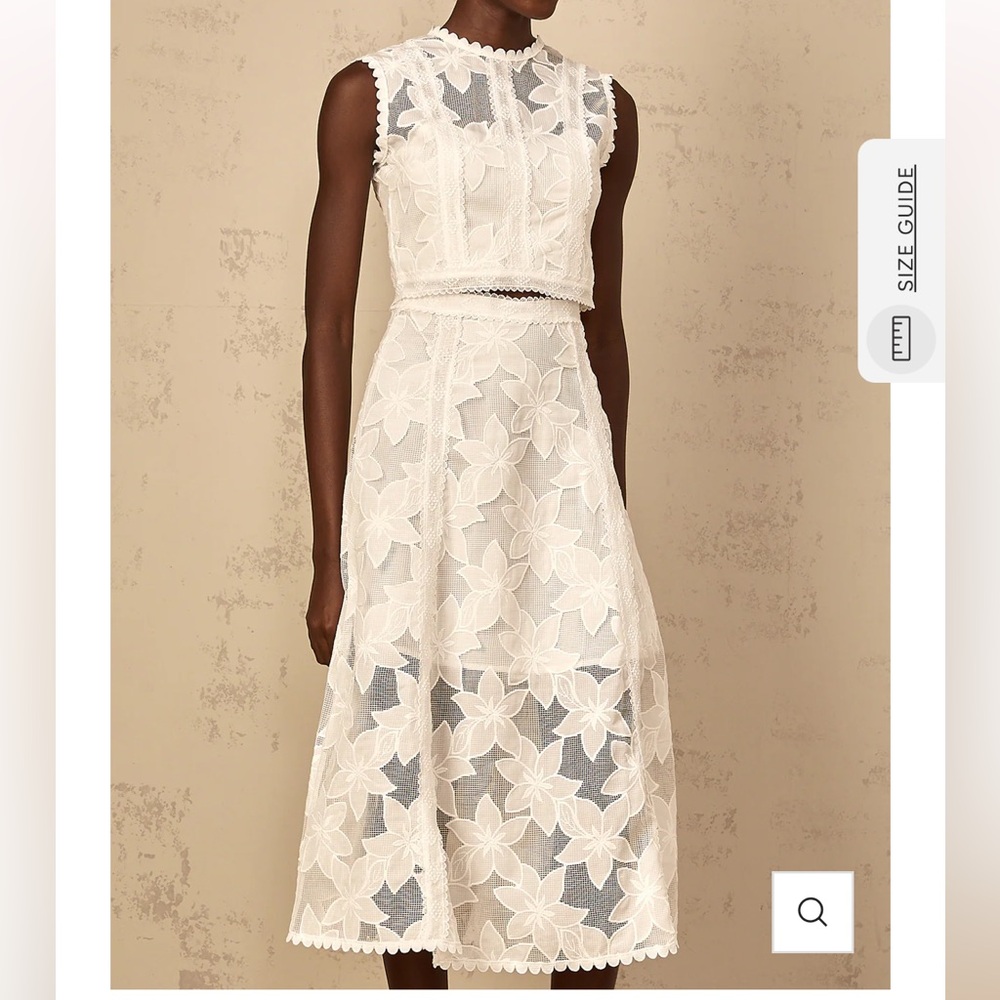 Miss Rosier Mailys Floral Embroidered Top & Skirt SET in white